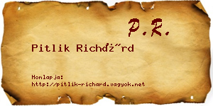 Pitlik Richárd névjegykártya